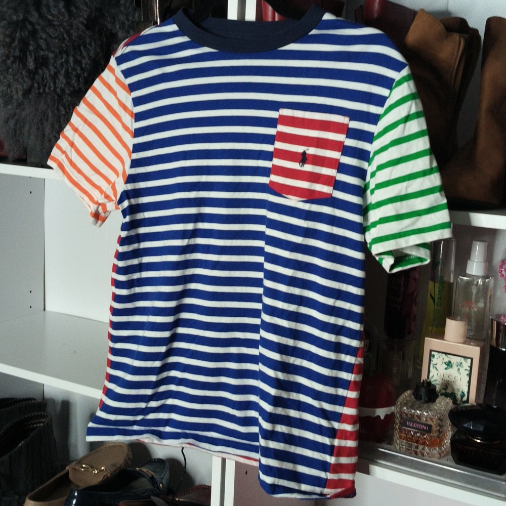 Polo Ralph Lauren Boys Striped Cotton Jersey Pocket T-Shirt - Multi Size 14